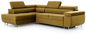 Γωνιακός καναπές Κρεβάτι Annabelle L, με αποθηκευτικό χώρο, μουσταρδί βελουτέ 270x98x200cm-Αριστερή γωνία-BOG2566