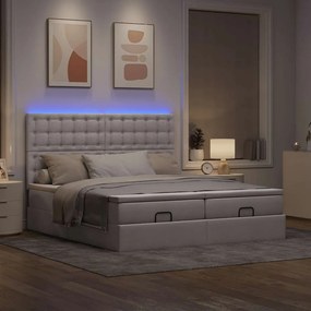vidaXL Οθωμανικό κρεβάτι με στρώματα & LEDs Taupe 200x200cm ύφασμα