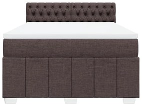 vidaXL Κρεβάτι Boxspring με Στρώμα Σκούρο Καφέ 140x200 εκ Υφασμάτινο