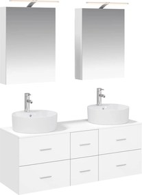 vidaXL Σετ Επίπλων Μπάνιου 5 pcs Λευκό Επεξεργασμένο Ξύλο και Γυαλί