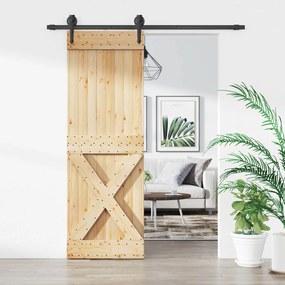 vidaXL Συρόμενη Πόρτα Φυσικό και Μαύρο 70 x 210 cm
