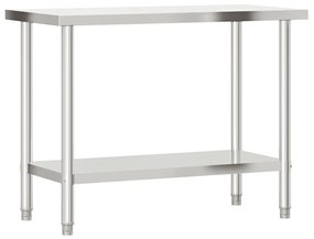 vidaXL Πάγκος Εργασίας Κουζίνας με Ράφι 110x55x120 εκ. Ανοξείδ. Ατσάλι