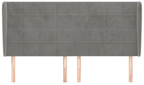 Κεφαλάρι με Πτερύγια Ανοιχτό Γκρι 203x23x118/128 εκ. Βελούδινο 3118022