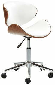 Καρέκλα γραφείου Berwyn 409, Άσπρο, Σκούρο ξύλο, 73x53x40cm, 11 kg, Με μπράτσα, Με ρόδες, Μηχανισμός καρέκλας: Economic | Epipla1.gr