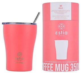 Estia 01-12199 Coffee Mug Save The Aegean Ποτήρι Θερμός με Καλαμάκι Fusion Coral 350ml