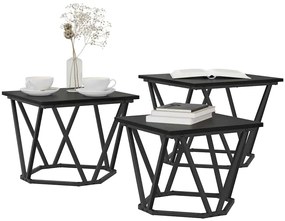 vidaXL Τραπεζάκι σαλονιού 3 pcs Μαύρη δρυς 50 x 50 x 40 cm