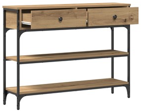 vidaXL Τραπέζι Συγκέντρωσης Δρυός 100x25x75 εκ Επεξεργασμένο Ξύλο & Χάλυβας
