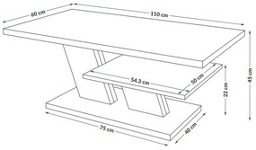 Τραπεζάκι σαλονιού Glendale 101, Σκούρα δρυς, Μαύρο, 45x60x110cm, 30 kg, Γωνιακό | Epipla1.gr