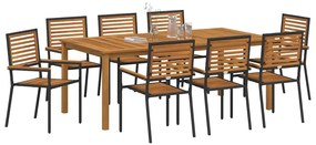 vidaXL Σέτ φαγητού για κήπο 9 pcs Μαύρο Πολυ ράταν