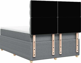 vidaXL Κρεβάτι Boxspring με Στρώμα Ανοιχτό Γκρι 140x200 εκ. Υφασμάτινο