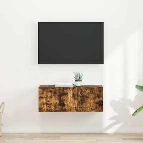 vidaXL Ντουλάπι Τηλεόρασης Τοίχου Επιτοίχιο 2 pcs Καπνιστό Δρύς