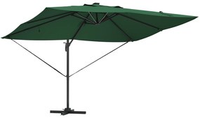 vidaXL Ομπρέλα Ρώμης με LEDs Πράσινη 352x251x265 cm Αλουμίνιο