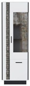 Βιτρίνα Orlando U104, Μαύρο, Άσπρο, Γυαλιστερό λευκό, Με πόρτες, Ο αριθμός των θυρών: 2, 192x64x40cm | Epipla1.gr