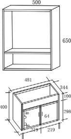 Martin Thaleia HDPE 50 Silver Grey - Αδιάβροχος Πάγκος με Νιπτήρα &amp; Καθρέφτη