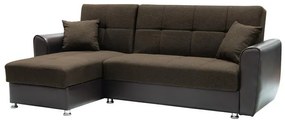 Γωνιακός Καναπές Vera Fylliana Καφέ Ύφασμα με Τεχνόδερμα 240x146x85 εκ. 240x146x85 εκ.
