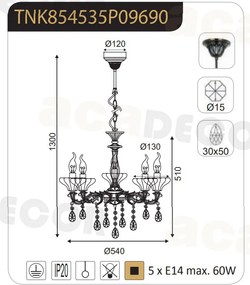 Πολυέλαιος Οροφής Aca Sarto TNK854535P Bronze