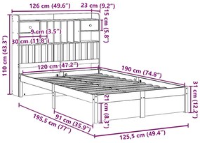 ΚΡΕΒΑΤΙ ΒΙΒΛΙΟΘΗΚΗ ΧΩΡΙΣ ΣΤΡΩΜΑ 120X190 ΕΚ ΜΑΣΙΦ ΞΥΛΟ ΠΕΥΚΟΥ 3322407