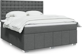 vidaXL Κρεβάτι Boxspring με Στρώμα Σκούρο Γκρι 180x200 εκ Υφασμάτιν