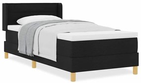 vidaXL Κρεβάτι με ελατήρια Μαύρο και Λευκό 90 x 200 cm ύφασμα