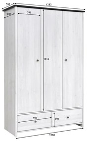Ντουλάπα Boston S119, Sibu πεύκο, 200x129x56cm, Πόρτες ντουλάπας: Με μεντεσέδες