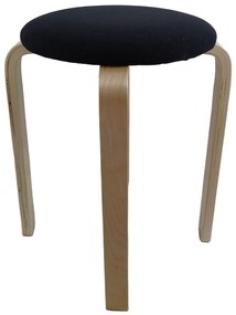 Σκαμπό ArteLibre MILOA Μαύρο/Φυσικό Ύφασμα/Ξύλο 42x42x45cm