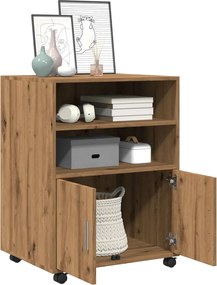 vidaXL Ντουλάπι Τροχήλατο Αρτισιανή Δρυς 60x48x81 εκ. από Επεξ. Ξύλο