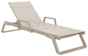 SIESTA TROPIC ΞΑΠΛΩΣΤΡΑ ΜΕ ΜΠΡΑΤΣΑ TAUPE/TAUPE ΑΛΟΥΜ-ΠΟΛ/ΝΙΟΥ 210X72X31εκ.20.0693