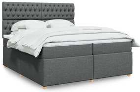 vidaXL Κρεβάτι Boxspring με Στρώμα Σκούρο Γκρι 200x200 εκ. Υφασμάτινο