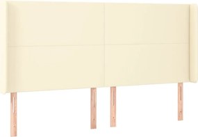 vidaXL Κρεβάτι Boxspring με Στρώμα &amp; LED Κρεμ 160x200 εκ. Συνθ. Δέρμα