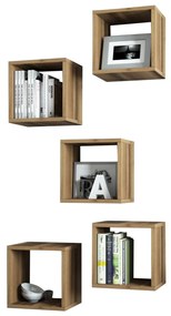 WALL SHELVES 5PCS  WALNUT MELAMINE 30x30x24Hcm.