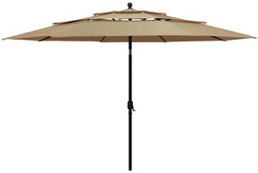 vidaXL Ομπρέλα Κήπου 3 Επιπέδων Taupe 3,5 μ. με Ιστό Αλουμινίου