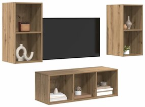 vidaXL Σετ Τηλεοπτικού Κάδου 3 pcs artisan δρυς 37 x 37 x 107 εκ