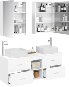 vidaXL Σετ Επίπλων Μπάνιου 5 pcs Λευκό Επεξεργασμένο Ξύλο και Γυαλί