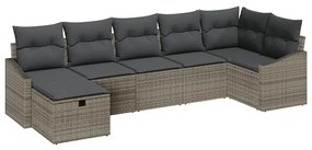 vidaXL Σετ Καναπέ Κήπου με μαξιλάρι 7 pcs Γκρι Πολυ ράταν