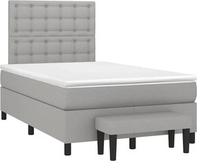 vidaXL Κρεβάτι Boxspring με Στρώμα Ανοιχτό Γκρι 120x190 εκ. Υφασμάτινο