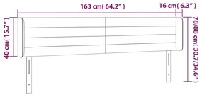 vidaXL Κεφαλάρι Κρεβατιού LED Μαύρο 163x16x78/88 εκ. Βελούδινο