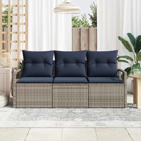 vidaXL Σετ Καναπέ 3 pcs Γκρι συνθετικό ρατάν