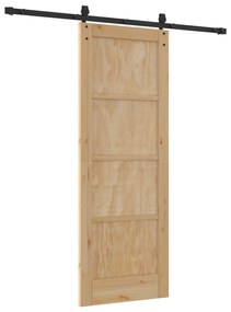 vidaXL Συρόμενη Πόρτα με Σετ Εξαρτημάτων 73.5x198.5 cm Συμπαγές Ξύλο Πεύκου
