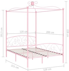 vidaXL Πλαίσιο Κρεβατιού με Ουρανό Ροζ 120 x 200 εκ. Μεταλλικό