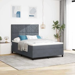 Κρεβάτι Box Spring με Στρώμα vidaXL Σκούρο Γκρι 160x200 εκ Βελούδο