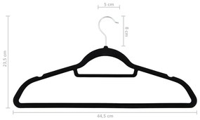 vidaXL Κρεμάστρες Ρούχων Σετ 100 τεμ. Αντιολισθητικές Μαύρες Βελούδο