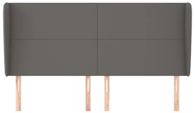vidaXL Κεφαλάρι με Πτερύγια Γκρι 183x23x118/128 εκ.Συνθετικό Δέρμα