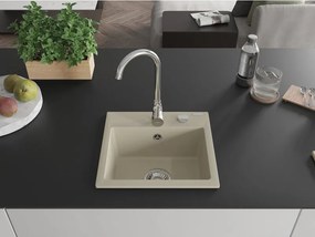 Mexen Milo νεροχύτης γρανίτης 1-διαμερίσματος 435 x 410 mm, μπεζ, σιφόνι χρώμιο