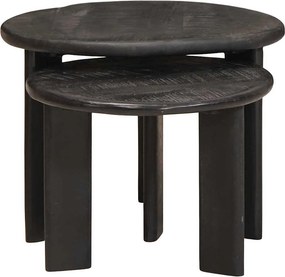 vidaXL Τραπεζάκια Καφέ Στερεών 2 pcs Λευκό Στερεό ξύλο μάνγκο