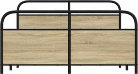 vidaXL Σκελετός Κρεβ. Χωρίς Στρώμα Sonoma Δρυς 150x200 εκ. Μεταλλικό