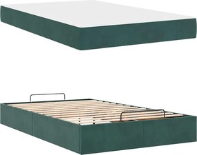 vidaXL Σκελετός κρεβατιού με στρώμα 2 pcs Πράσινο Βελούδο