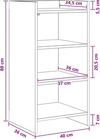 vidaXL Πλαϊνό γραφείο Γκρι Σκυροδέματος 40 x 36 x 80 εκ