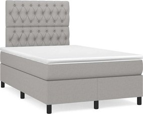 vidaXL Κρεβάτι Boxspring με Στρώμα &amp; LED Αν.Γκρι 120x190εκ. Υφασμάτινο