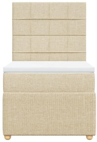 vidaXL Κρεβάτι Boxspring με Στρώμα Κρεμ 90x200 εκ.Υφασμάτινο