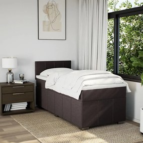 vidaXL Κρεβάτι Boxspring με Στρώμα Σκούρο Καφέ 100x200 εκ. Υφασμάτινο